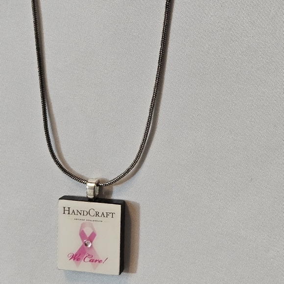 Hand Crafted Artisan Collection Brest Cancer Awareness Scrabble Tile necklace - Picture 5 of 17